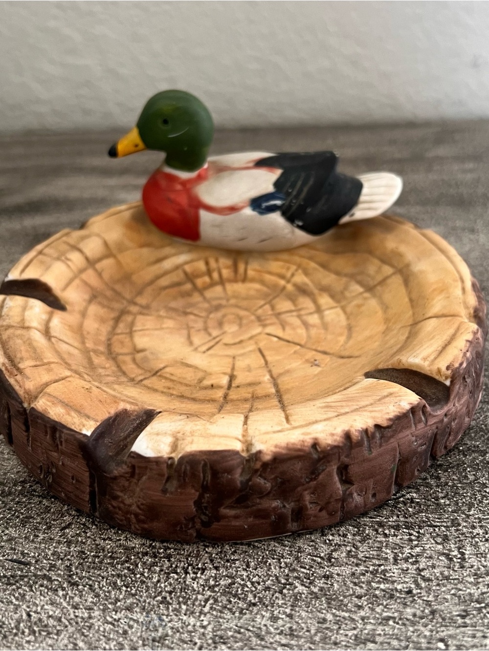 Rosenthal Netter Ashtray Duck Tree Trunk Stump Mallard Cigarette Novelty